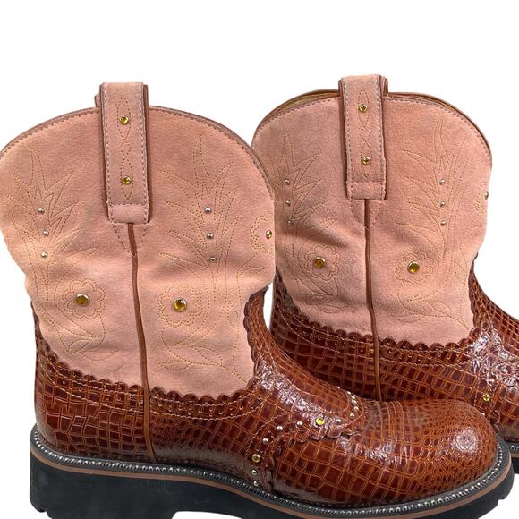 Ariat Women's Fatbaby Brown Pink Western Cowgirl Boot Size 11 B - Picture 11 of 12